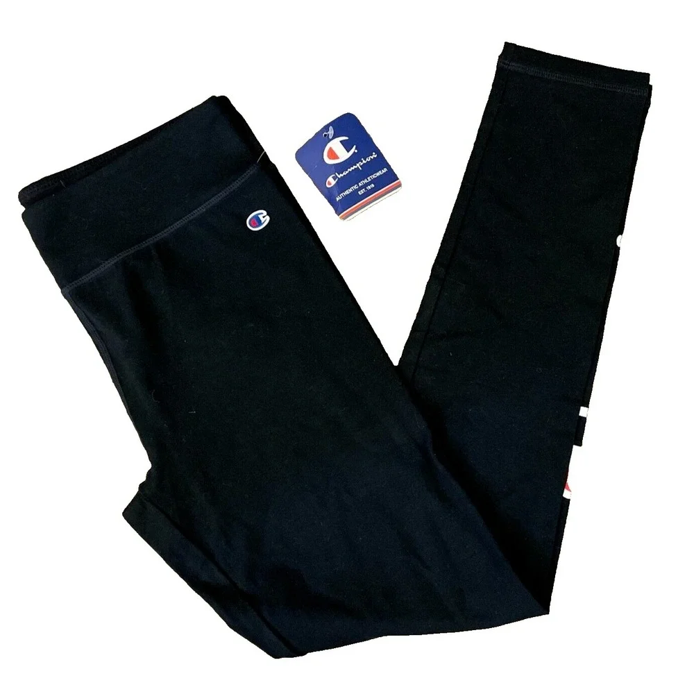 Champion Girls XL 14 16 Athletic Pants Active Wear Legging Script Logo Black New
